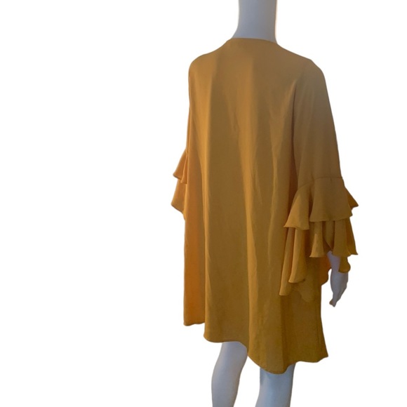 Gianni Bini Mustard Yellow Flounced Sleeve Short Dress Size Large - Picture 5 of 12